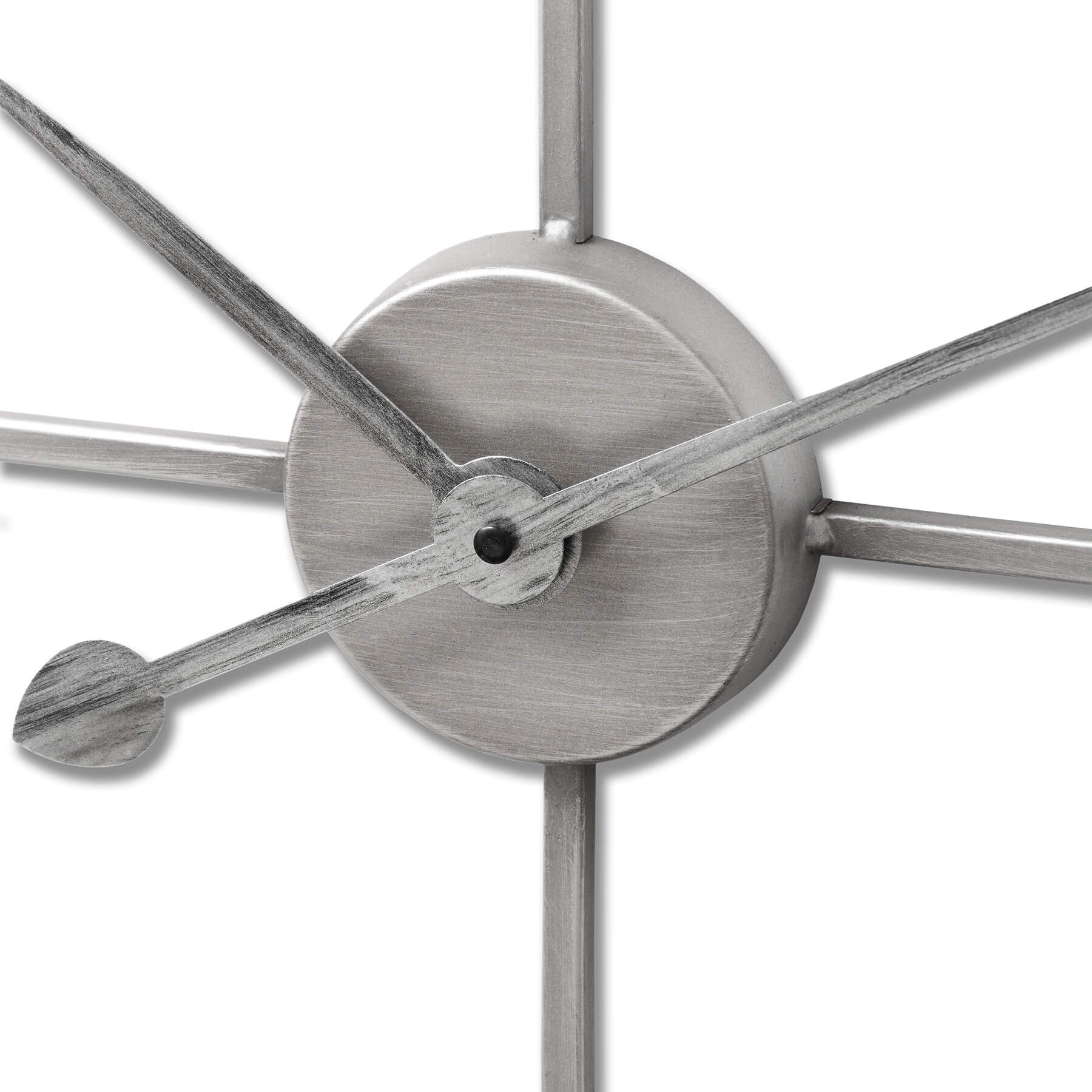 Large silver skeleton wall clock with exposed gears, industrial design, 80cm metal frame, quartz movement by Sostter at brixbailey.com