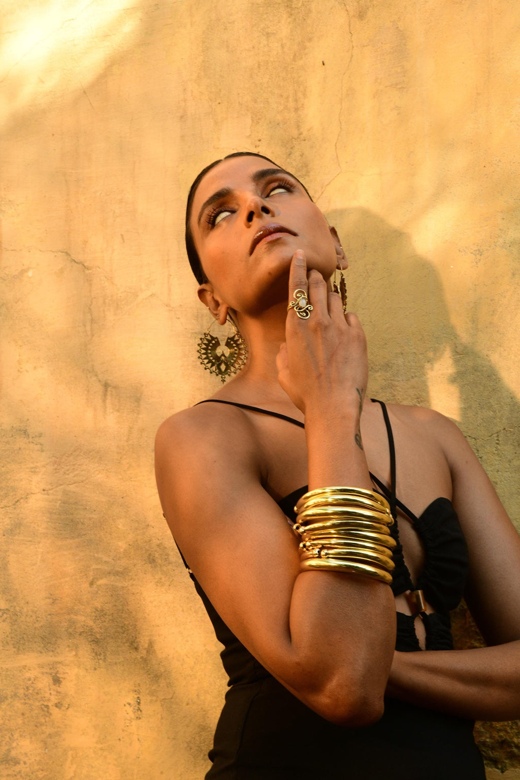 Bold Boho Brass Bangles - Classic wide bangles.