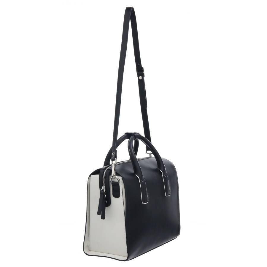 Black Leather Structured Top Handle Bag - Brix and Bailey® - Contemporary Bag, Watch and Accessory Brand