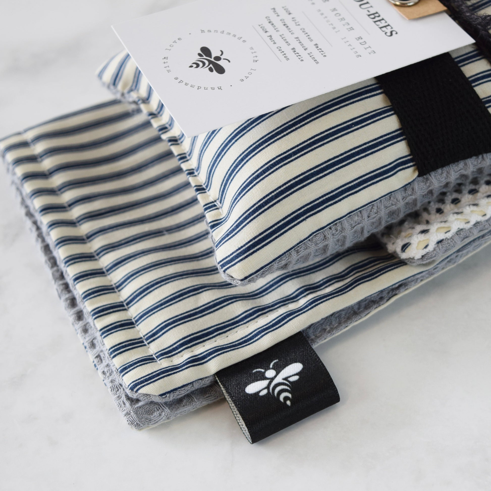 French Inspired Navy Stripe Kitchen Trio