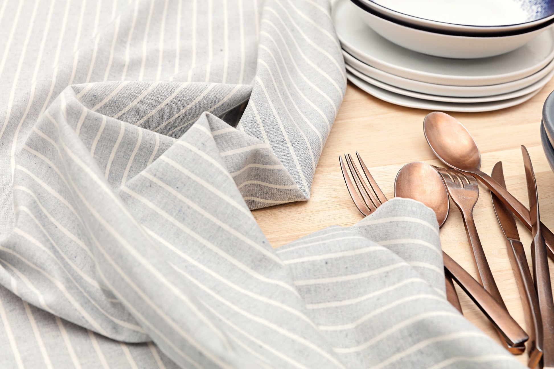 Pinstripe Cotton Tablecloth