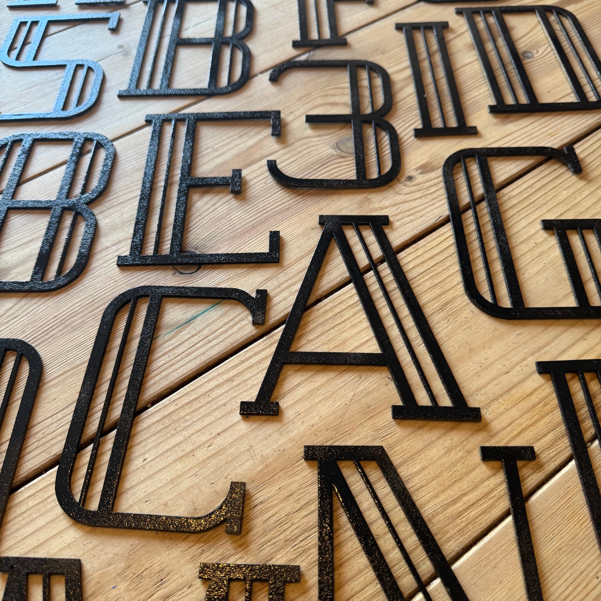 Black 5" or 12" Art Deco Metal Lettering A-Z 0-9