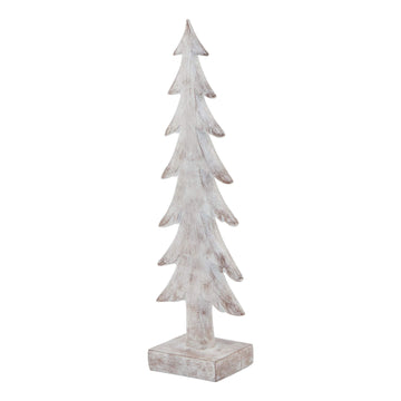 Hand-sculpted Nordic winter tree with snow-dusted branches, textured resin bark, and lifelike foliage, 39cm tall. by Sostter at brixbailey.com
