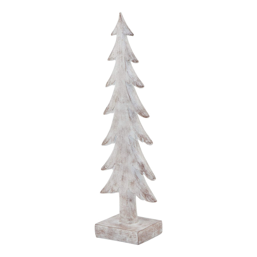 Hand-sculpted Nordic winter tree with snow-dusted branches, textured resin bark, and lifelike foliage, 39cm tall. by Sostter at brixbailey.com