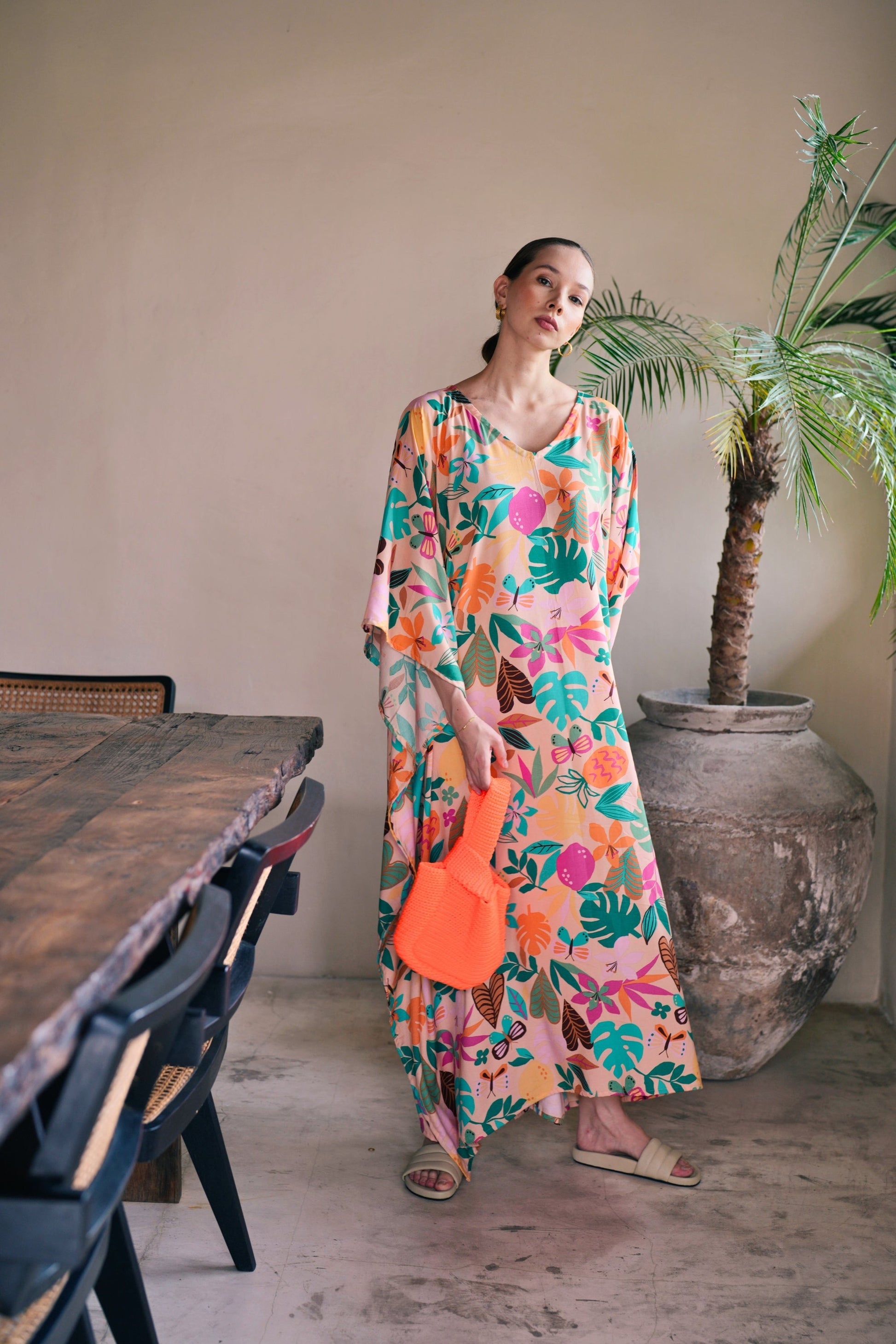 Orange Knit Clutch Handbag