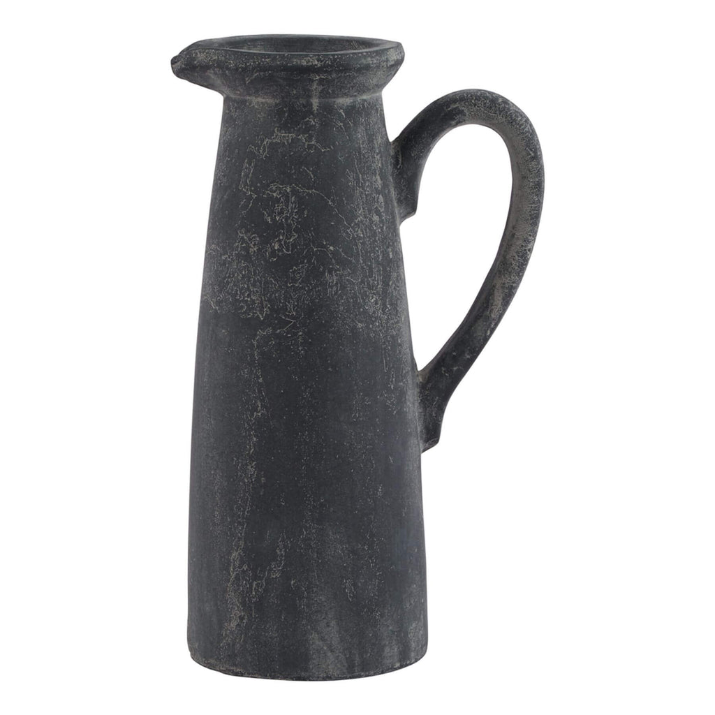 Handcrafted grey ceramic jug with matte finish, minimalist Mediterranean design, 32cm tall, functional art piece by Sostter at brixbailey.com
