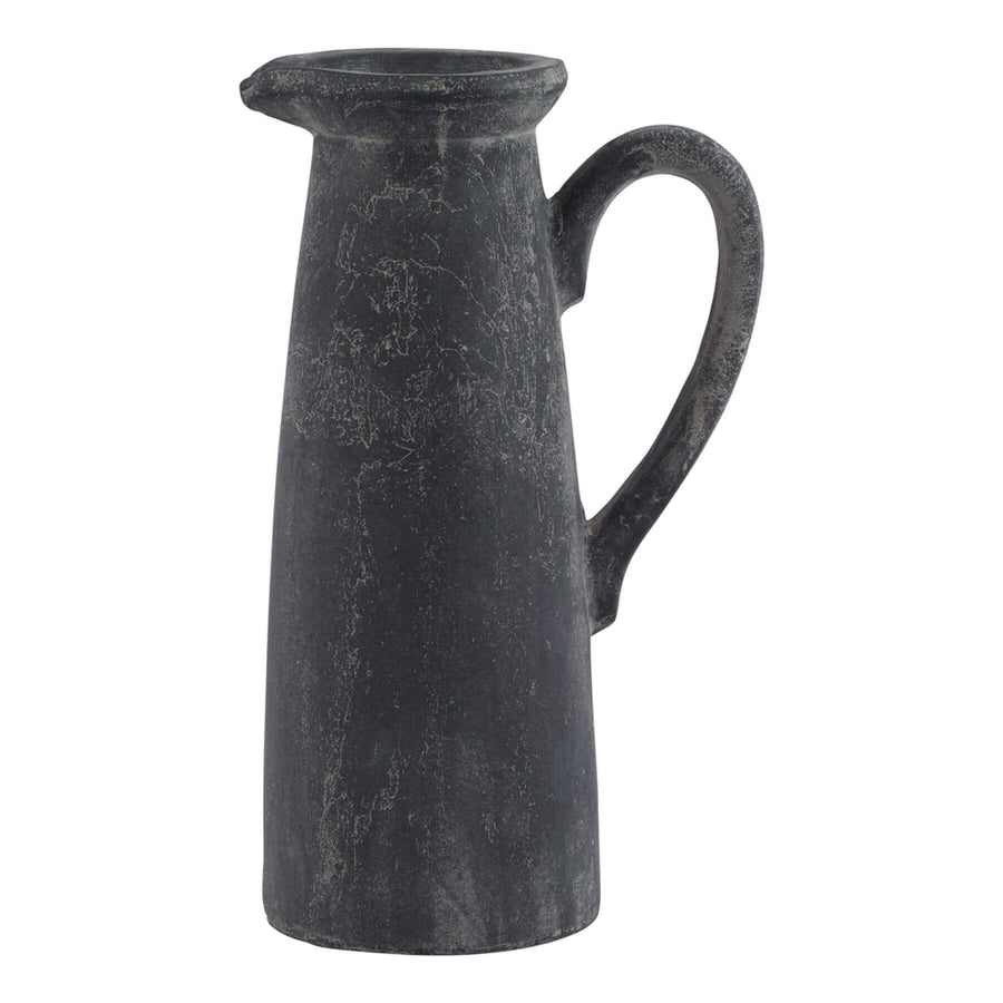 Handcrafted grey ceramic jug with matte finish, minimalist Mediterranean design, 32cm tall, functional art piece by Sostter at brixbailey.com