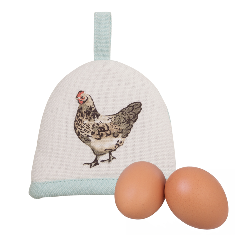 Egg Cosy with Hen Design in Cream