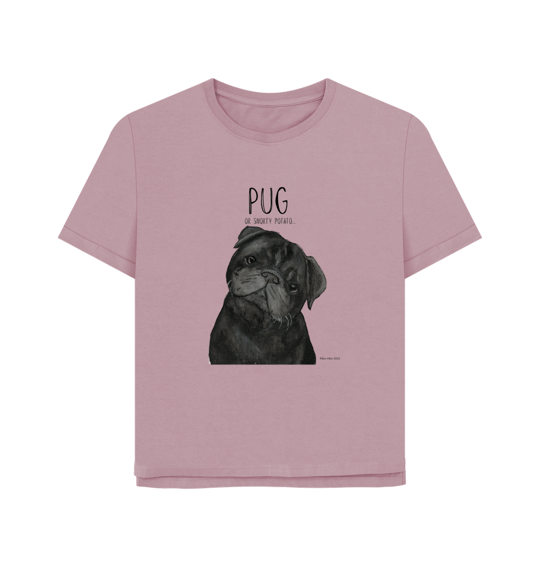 Snorty Potato Women’s Relaxed Fit Tee – Pug Life, Comfier Than Ever!