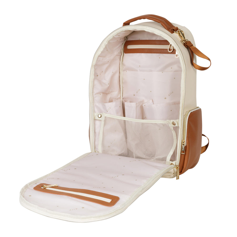 Small Cappuccino Diaper Bag: Elegant, Functional Travel Companion by Ally Scandic at www.brixbailey.com