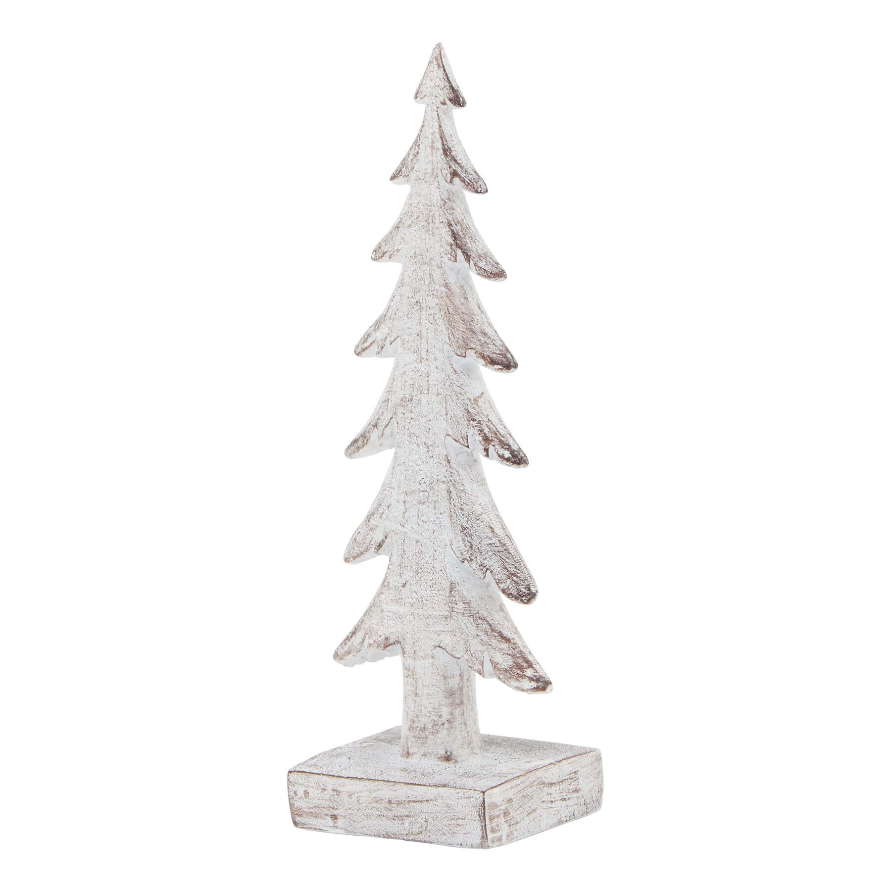 Handcrafted white resin winter tree sculpture with snow-dusted branches, 17cm tall, for holiday decor by Sostter at brixbailey.com