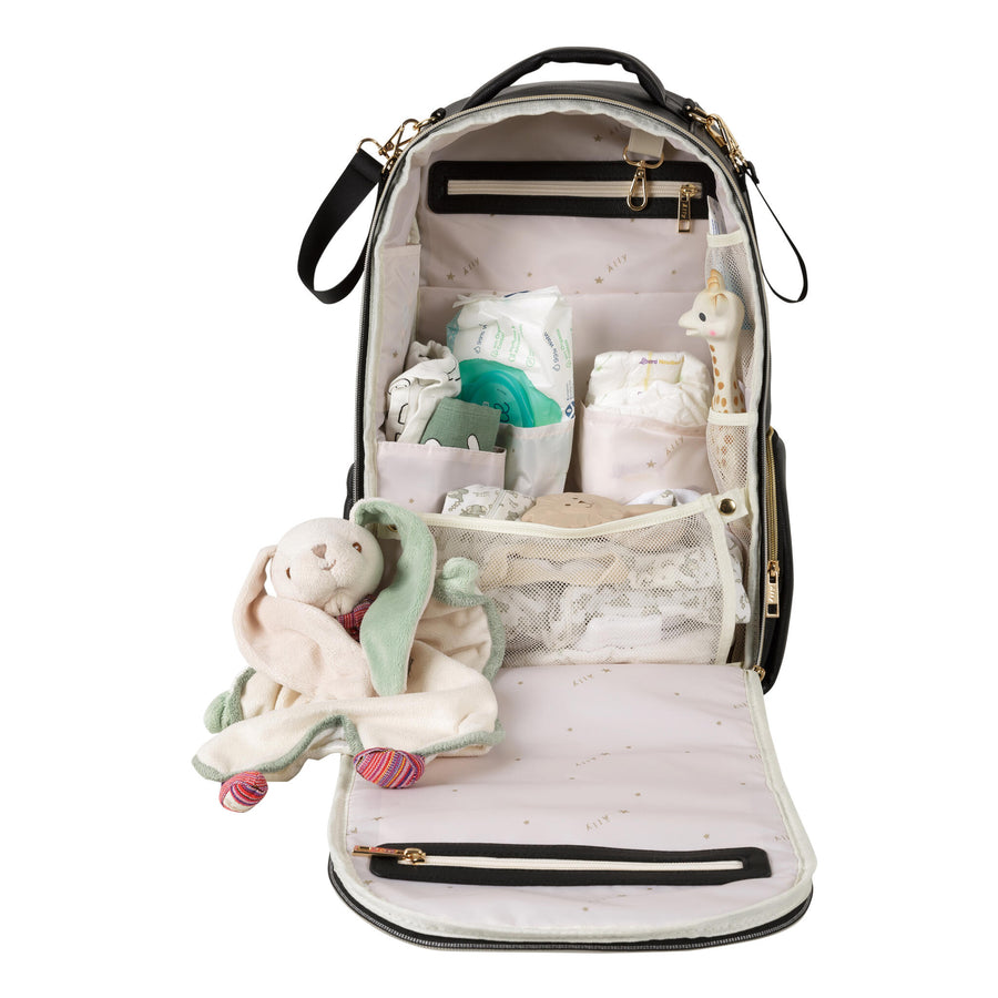 Stylish Espresso Diaper Bag – Vegan Leather with 16 Pockets by Ally Scandic at www.brixbailey.com