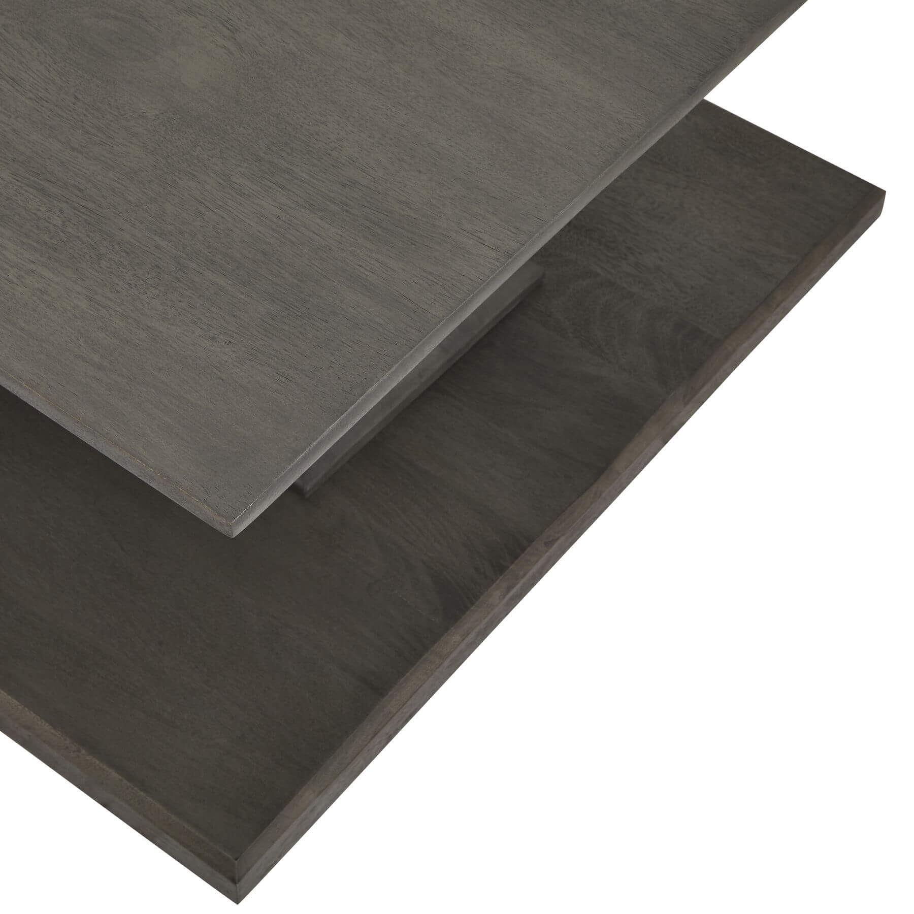 Handcrafted Lucia coffee table in solid acacia wood with chunky modern design and deep grey stain by Sostter at brixbailey.com