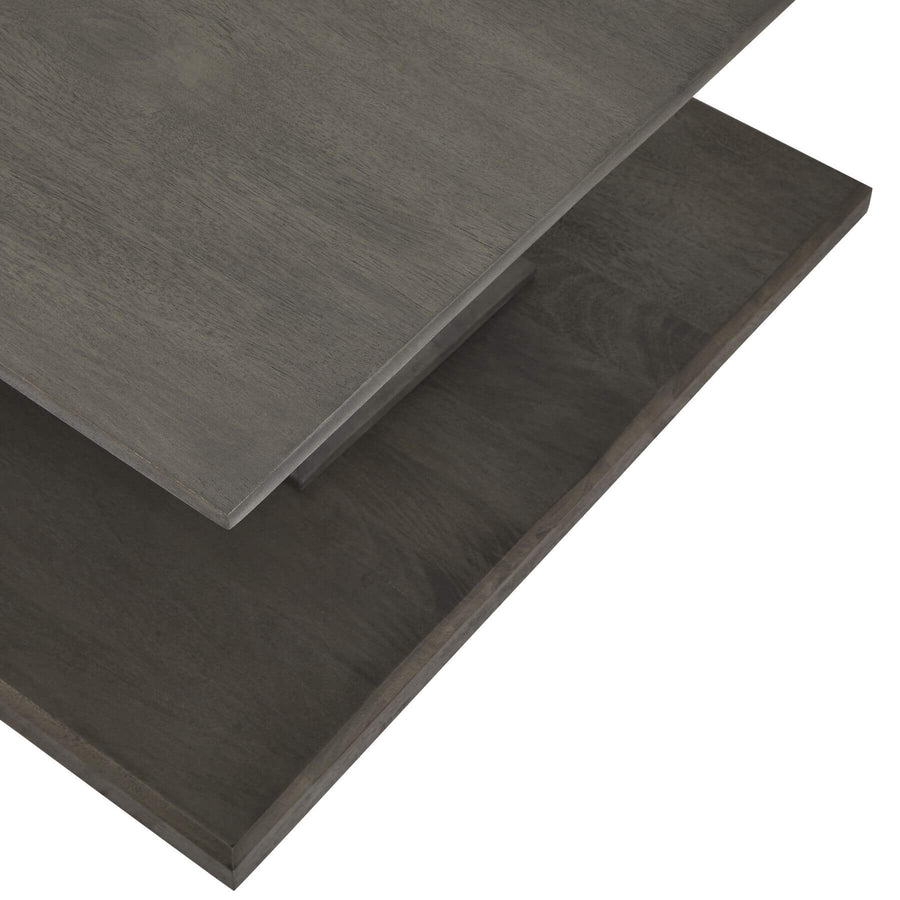 Handcrafted Lucia coffee table in solid acacia wood with chunky modern design and deep grey stain by Sostter at brixbailey.com