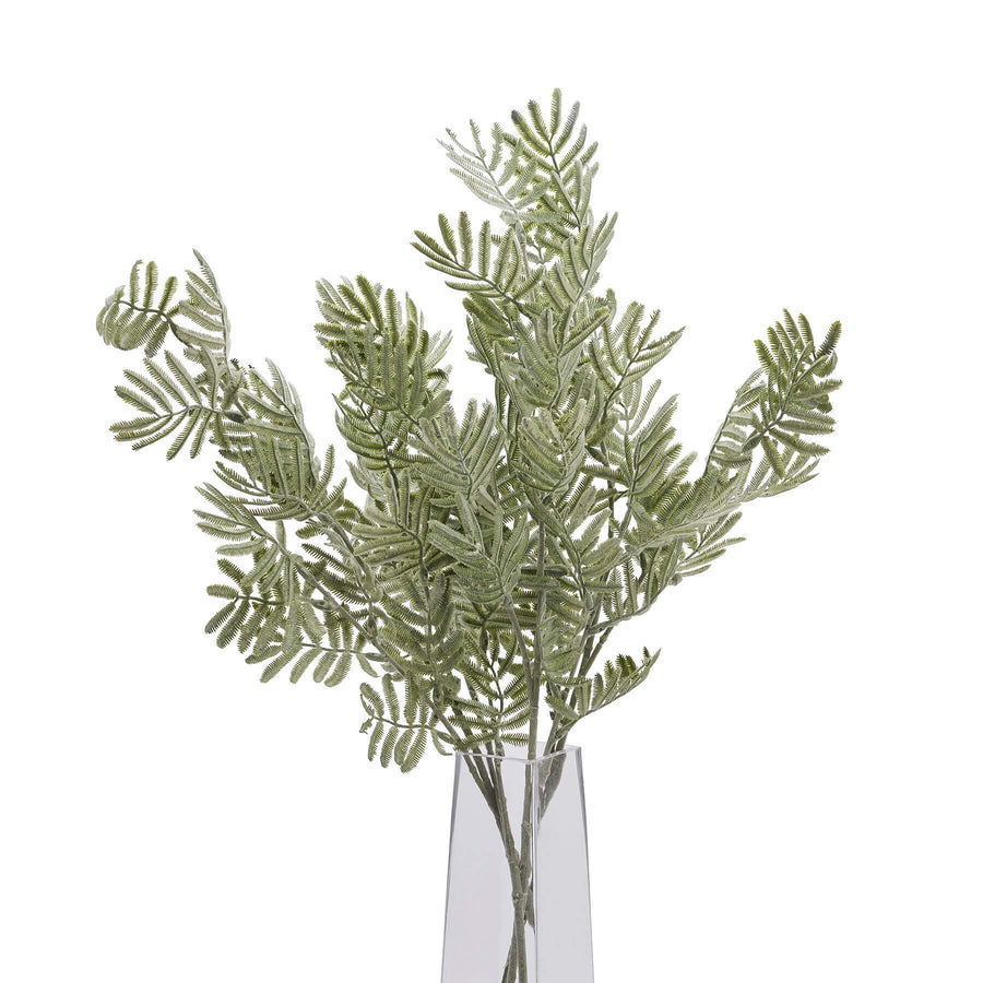Lifelike artificial Silver Wattle Leaf stem with silvery-green hues, feathery texture, and realistic botanical details by Sostter at brixbailey.com