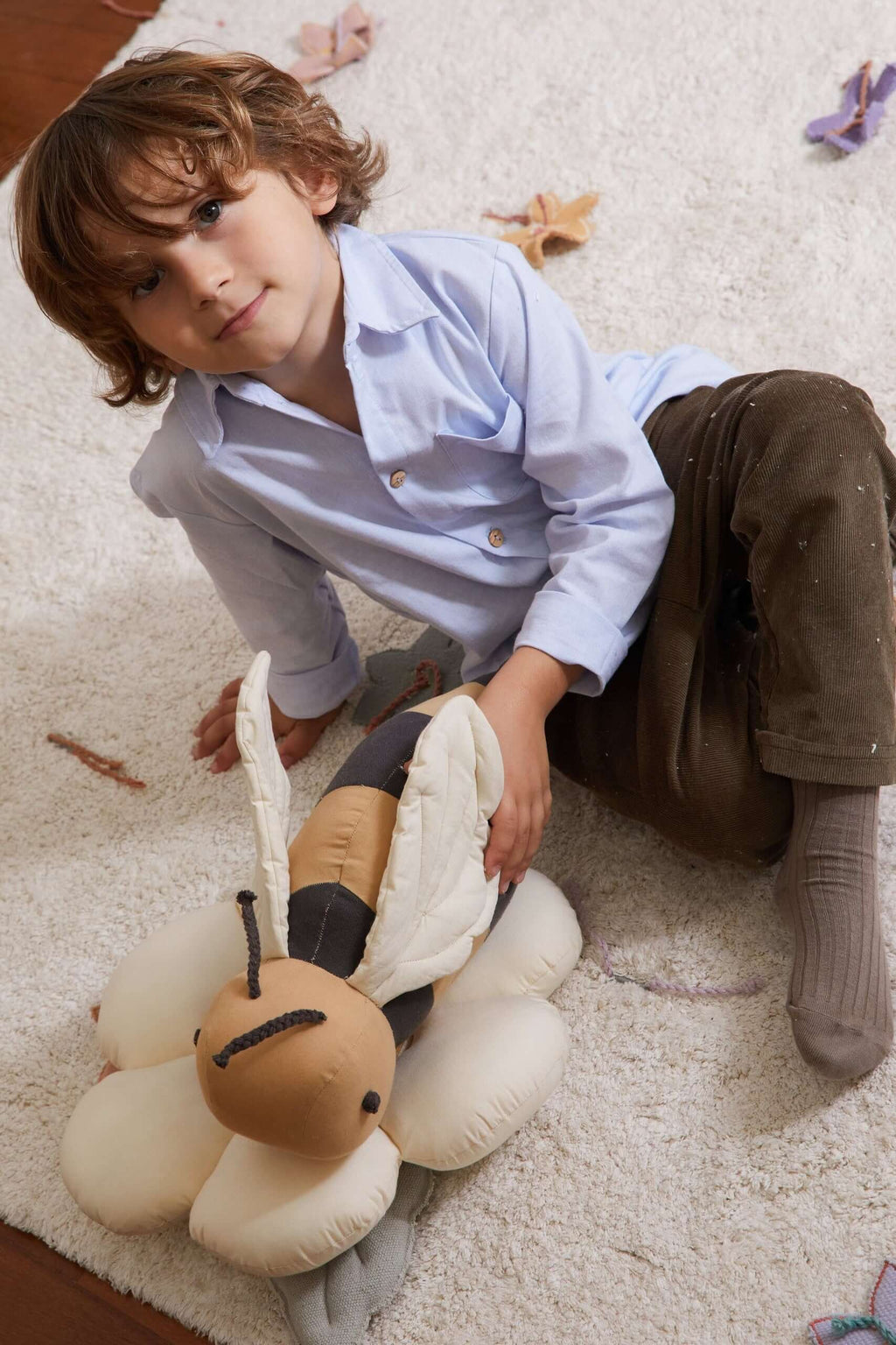 Buzzy Bee Pillow - Handmade Child-Safe Cotton Comfort with ISO Certifications by Lorena Canals at www.brixbailey.com