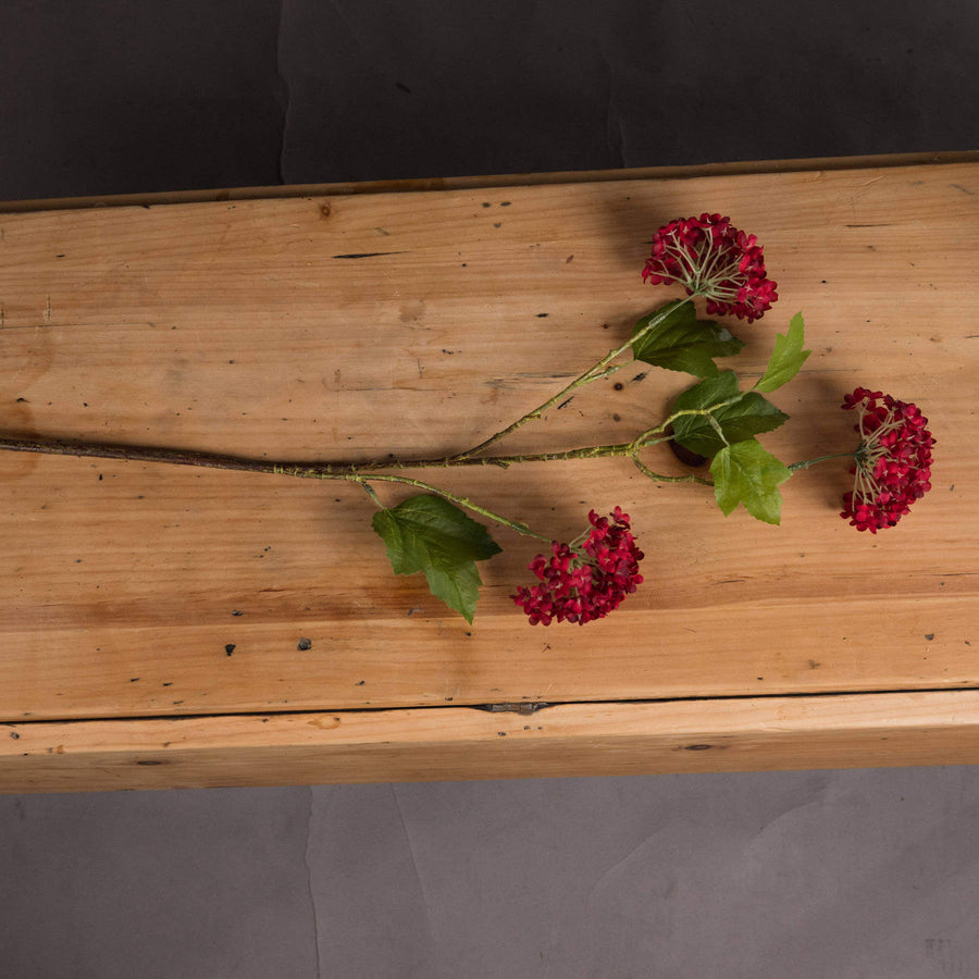 Lifelike artificial viburnum stem with deep crimson berries for autumn floral arrangements by Sostter at brixbailey.com