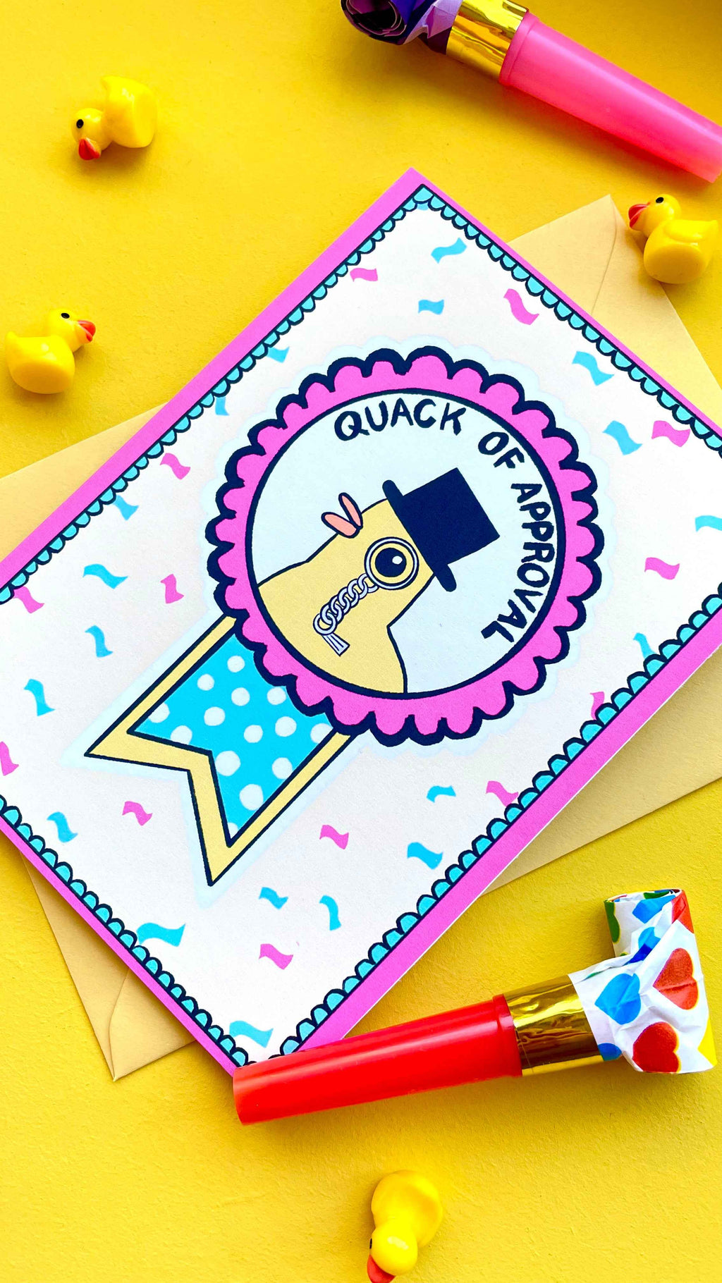 Funny Duck Quack of approval A6 Blank Greetings Card for Graduation, Well done, Engagement etc