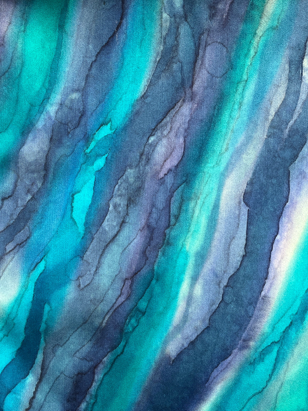 “Flow Abstract - Ocean Currents” Hand-dyed Silk Scarf - $110