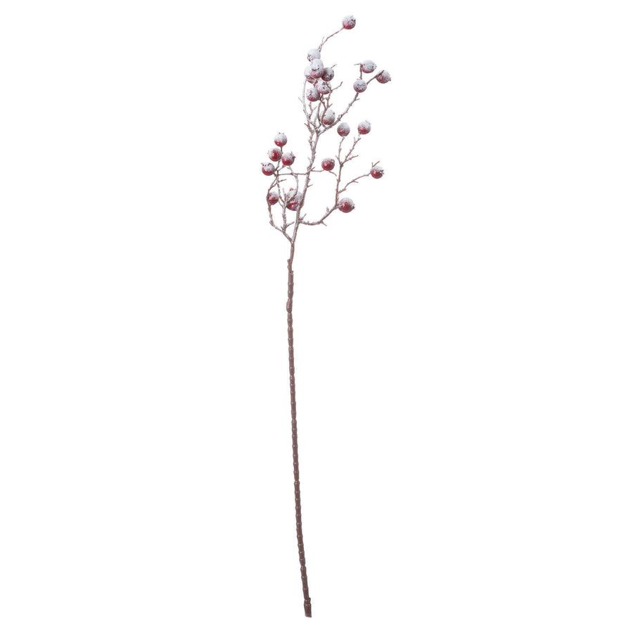 Lifelike red festive berry stems with frost detailing, perfect for winter wreaths and centerpieces. by Sostter at brixbailey.com