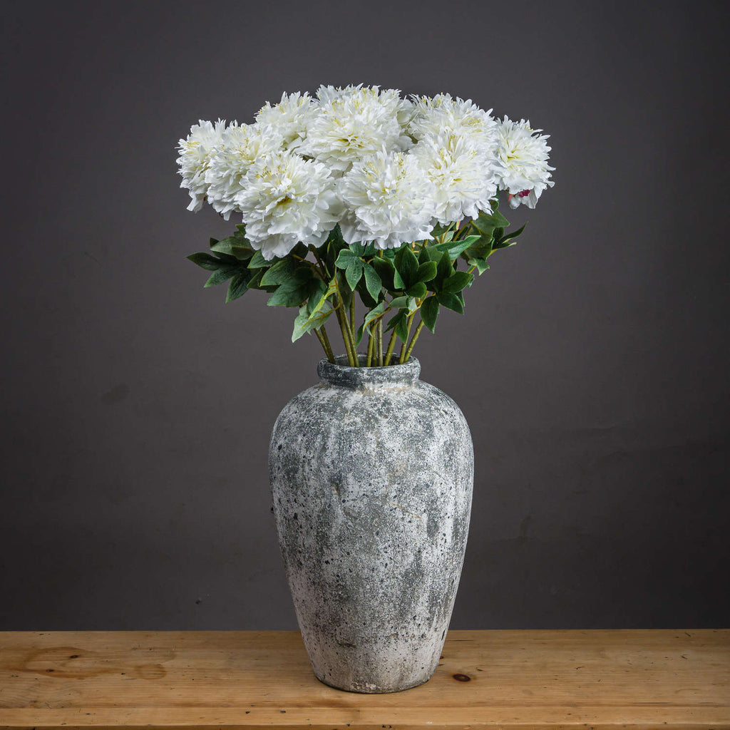 Handcrafted white peony artificial flower with layered petals and realistic texture, perfect for wedding arrangements. by Sostter at brixbailey.com