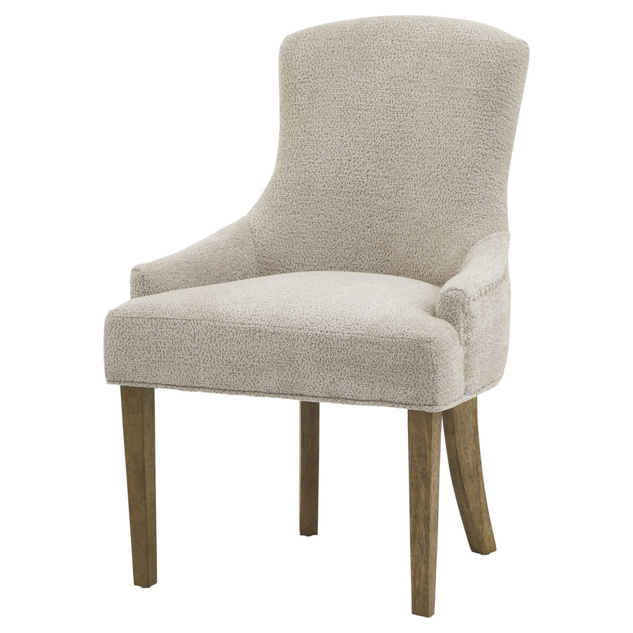 Brockham taupe dining chair with woven fabric upholstery and durable rubberwood frame in neutral hue by Sostter at brixbailey.com