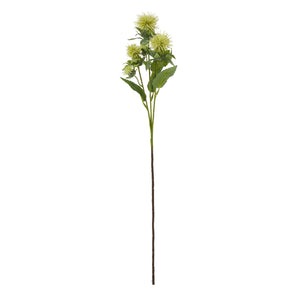 Yellow safflower spray with green foliage, 57cm artificial floral arrangement for home decor by Sostter at brixbailey.com