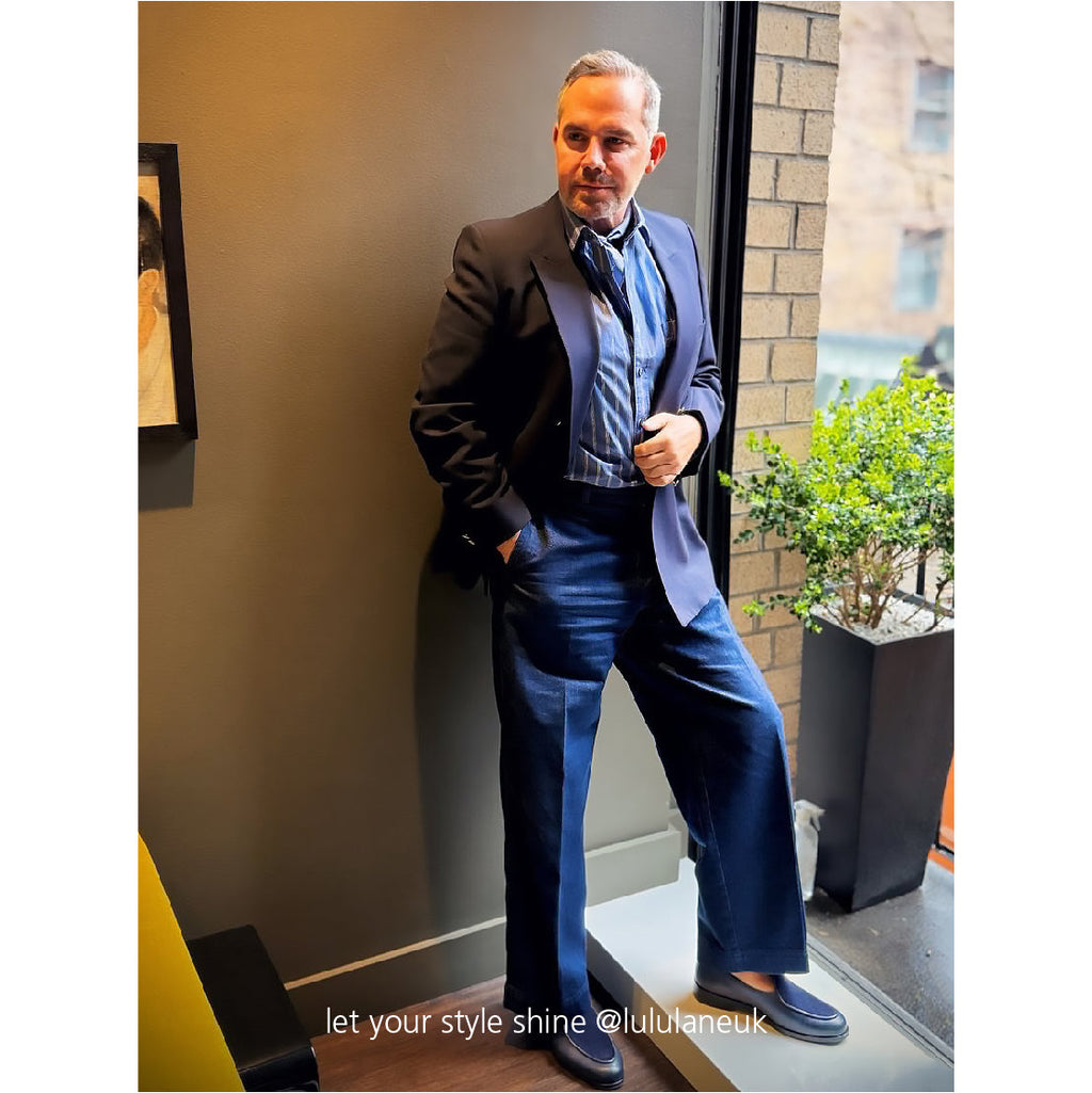 Indian Red and Dusty Blue Heritage Paisley Silk Neckerchief 53cm