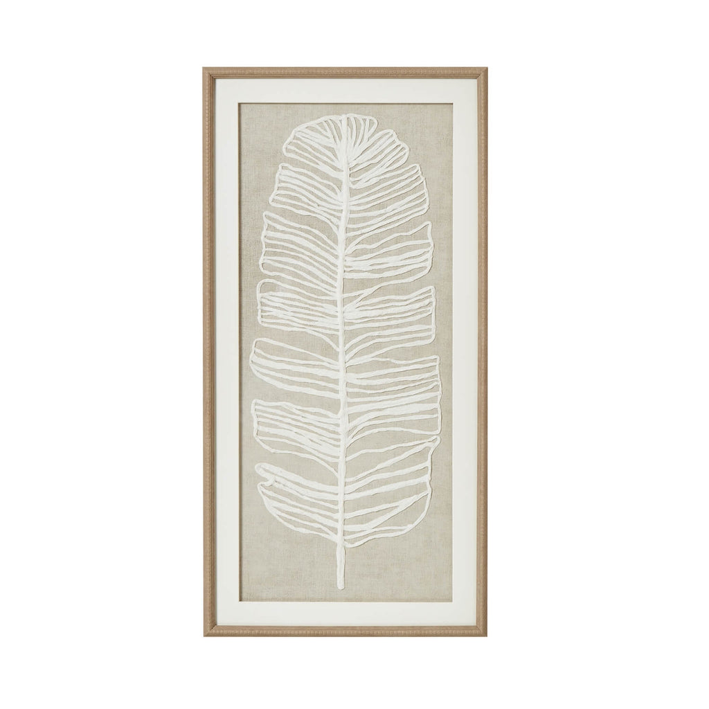 White feather wall art in beaded earthy brown frame, elegant neutral decor for coastal or boho interiors by RoomLondon at brixbailey.com