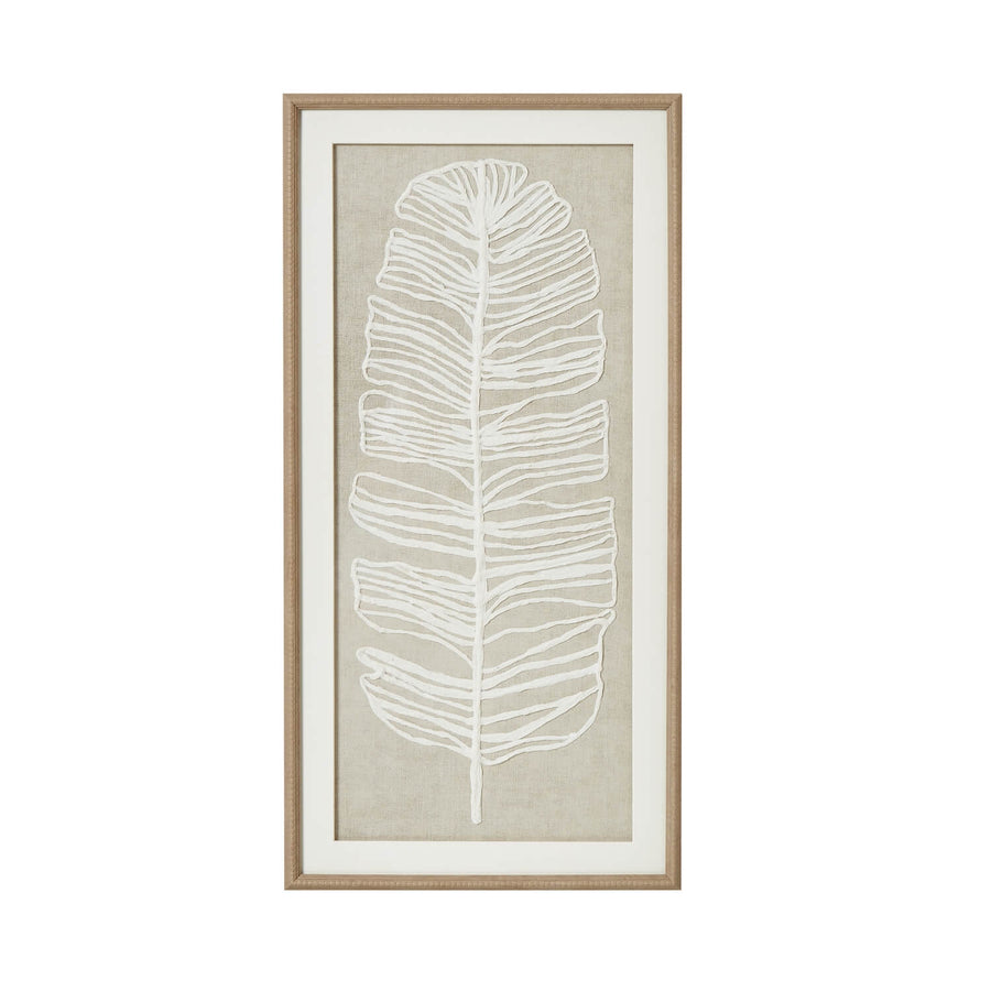 White feather wall art in beaded earthy brown frame, elegant neutral decor for coastal or boho interiors by Sostter at brixbailey.com