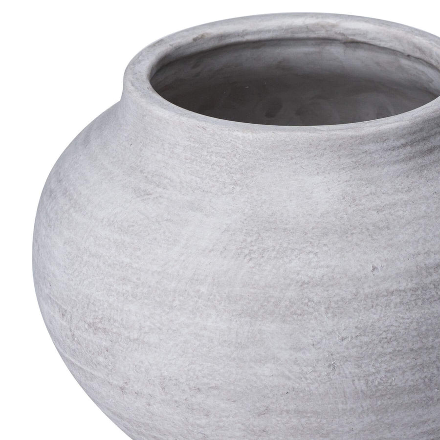 Handcrafted stone-colored ceramic planter with textured surface, part of Darcy collection, 20cm tall, for tabletop decor by Sostter at brixbailey.com