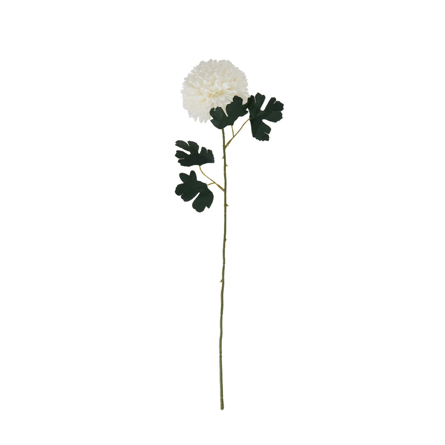 Lifelike white artificial chrysanthemum stem with realistic petals, 54cm tall, perfect for year-round floral arrangements. by Sostter at brixbailey.com