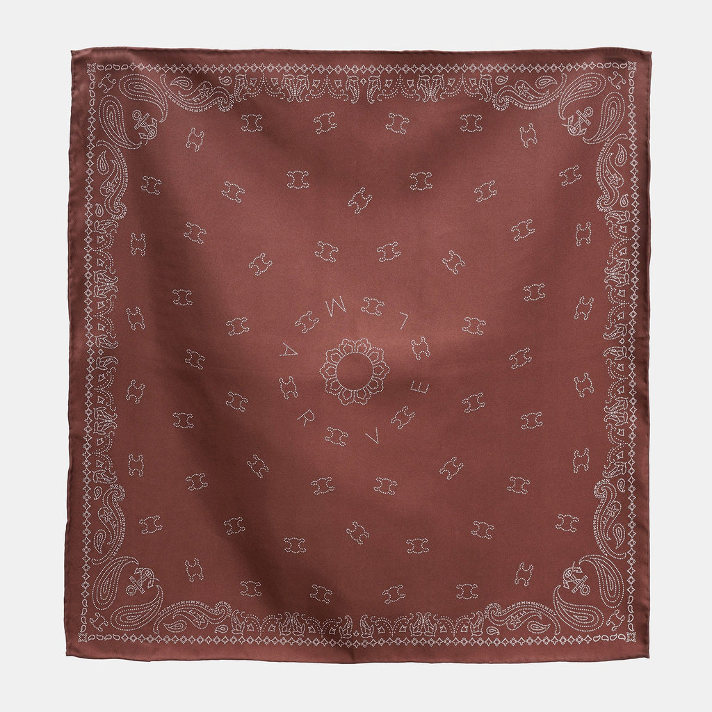 Indian Red and Dusty Blue Heritage Paisley Silk Neckerchief 53cm