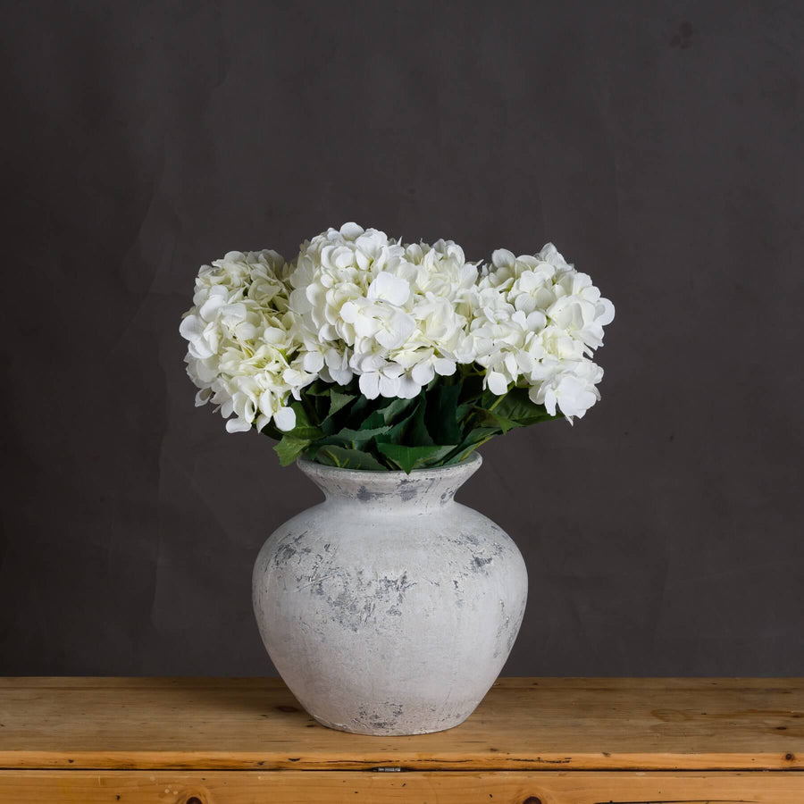 Large antique white ceramic vase with Greek-inspired design, 30cm tall, for floral arrangements and home decor. by Sostter at brixbailey.com