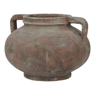 Handcrafted Siena Brown Pelike Pot, terracotta ceramic amphora with twin handles and distressed patina finish. by Sostter at brixbailey.com