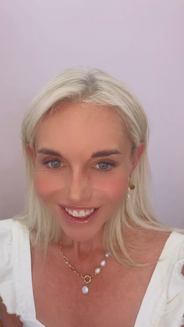 Four Leaf Clover Earrings with Baroque Pearl