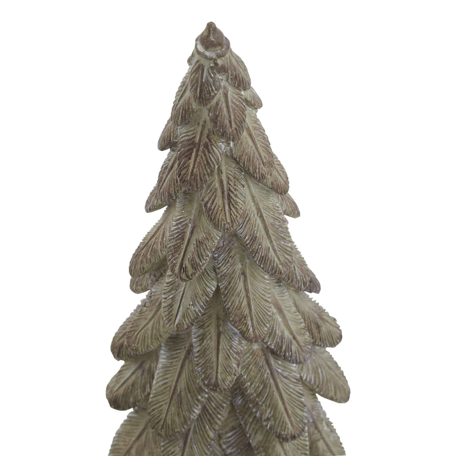 Handcrafted spruce sculpture in warm brown resin, 24cm tall, with lifelike branches and natural wood finish. by Sostter at brixbailey.com