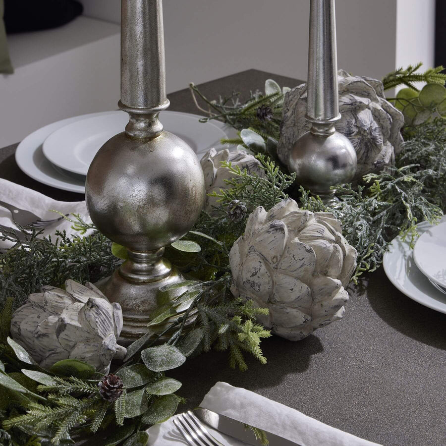 Garda Decorative Large Artichoke ornament in antique white ceramic, 15cm tall, perfect for stylish home accents.by Sostter at brixbailey.com
