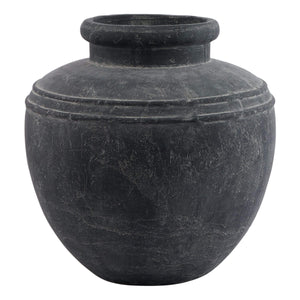 Large grey ceramic water pot with matte finish, rustic Mediterranean design, ideal for floral arrangements, 39cm height.by sostter at brixbailey.com
