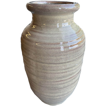 Tall fluted ceramic vase in warm brown with matte finish, vertical ridges, and Mediterranean-inspired design, 39cm height. by Sostter at brixbailey.com
