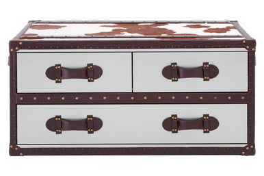 Kensington Townhouse Brown And White Genuine Cowhide Coffee Table