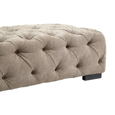 Natural Fabric Tufted Rectangular Footstool