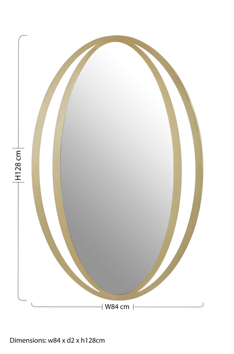 Double Ring Oval Wall Mirror in Soft Gold