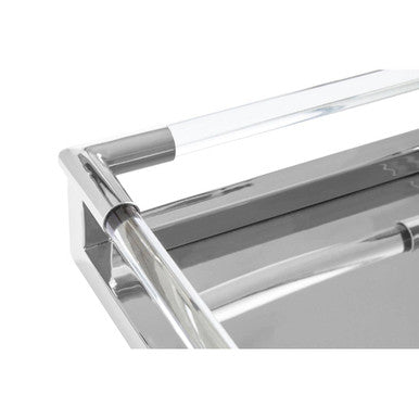 Silver Finish Rectangular Tray with Acrylic Border