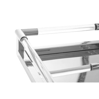 Silver Finish Rectangular Tray with Acrylic Border