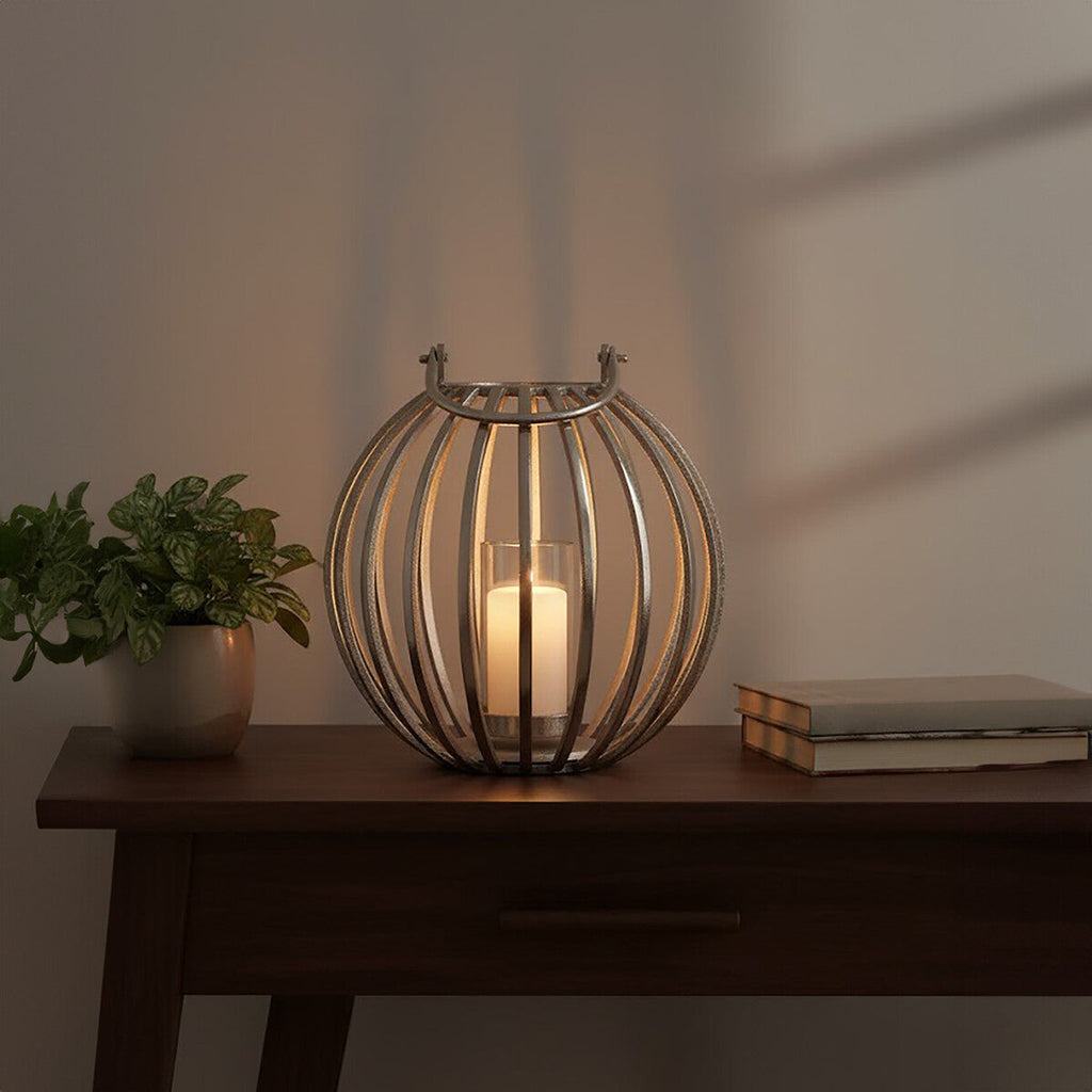 Large Silver Finish Lantern