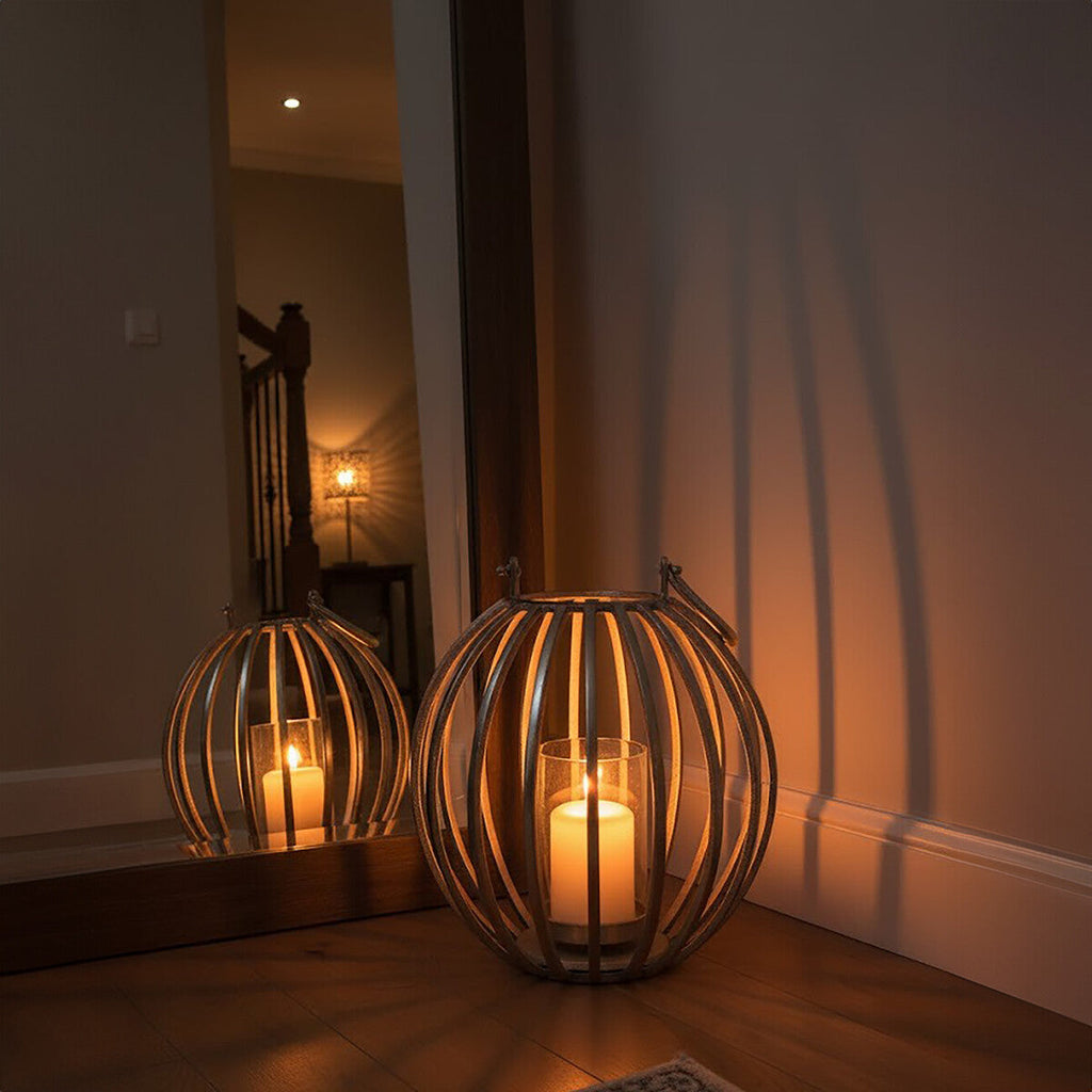 Large Silver Finish Lantern