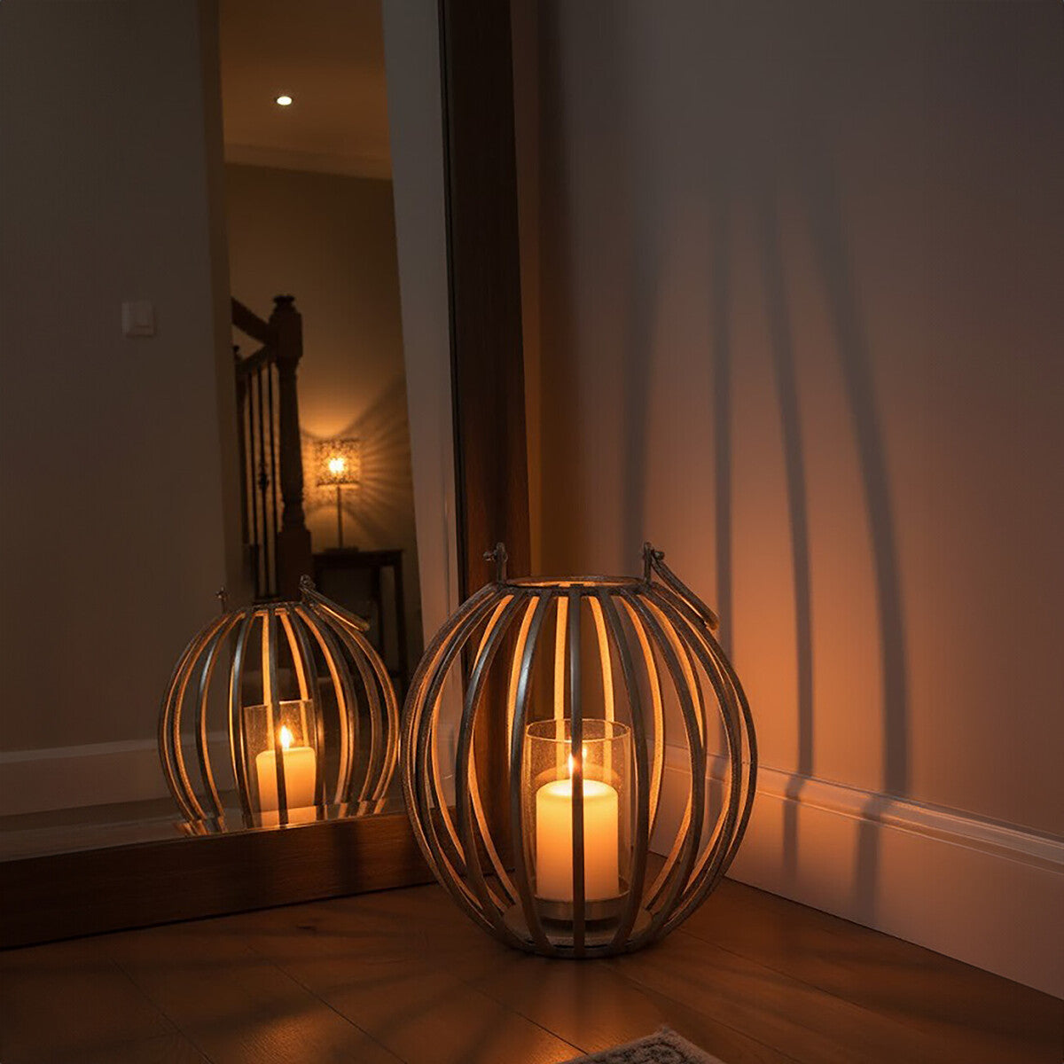 Large Silver Finish Lantern