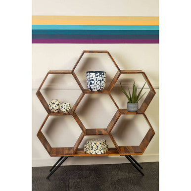 Blue Earthenware Planter with Abstract Pattern