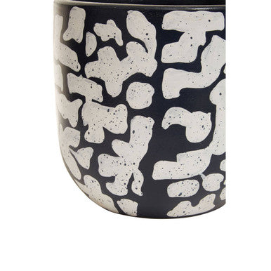 Blue Earthenware Planter with Abstract Pattern